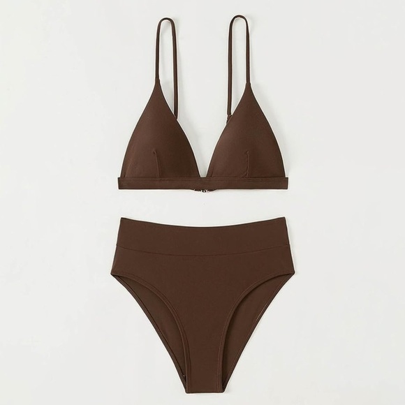 Cute Brown Bikini Set for Women NWOT Size L baddies high waist - Picture 1 of 9